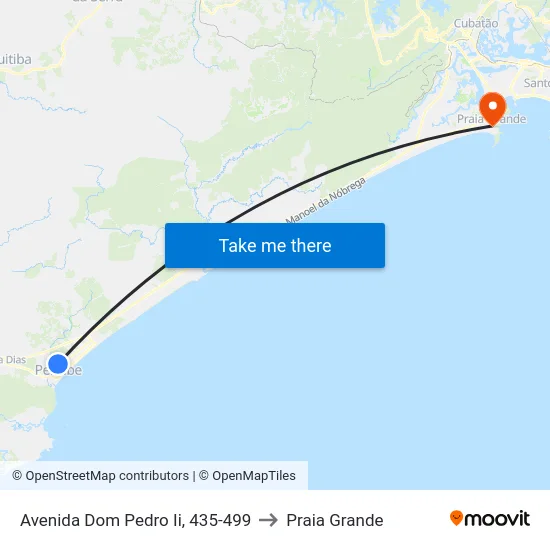 Avenida Dom Pedro Ii, 435-499 to Praia Grande map