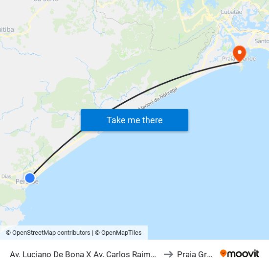 Av. Luciano De Bona X Av. Carlos Raimundo Peppe to Praia Grande map