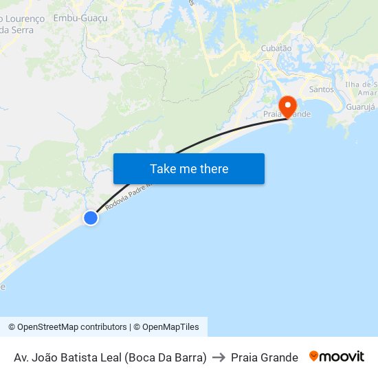 Av. João Batista Leal (Boca Da Barra) to Praia Grande map