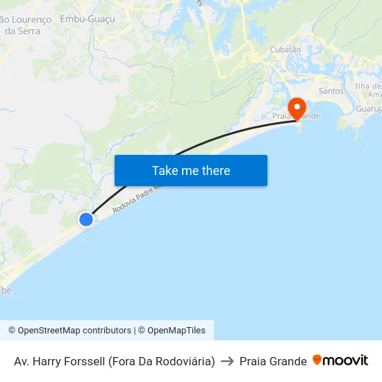 Av. Harry Forssell (Fora Da Rodoviária) to Praia Grande map