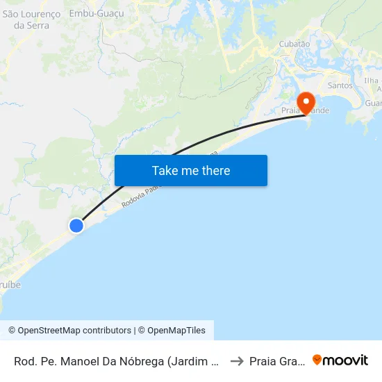 Rod. Pe. Manoel Da Nóbrega (Jardim Anchieta) to Praia Grande map