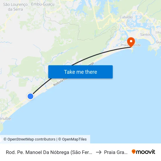 Rod. Pe. Manoel Da Nóbrega (São Fernando) to Praia Grande map