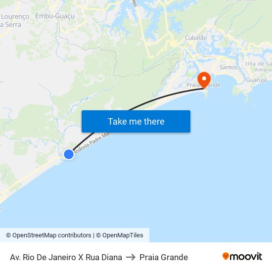 Av. Rio De Janeiro X Rua Diana to Praia Grande map