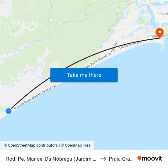Rod. Pe. Manoel Da Nóbrega (Jardim Suarão) to Praia Grande map