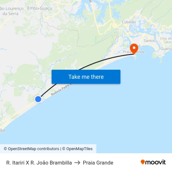 R. Itariri X R. João Brambilla to Praia Grande map