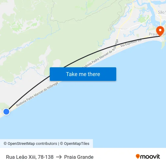 Rua Leão Xiii, 78-138 to Praia Grande map