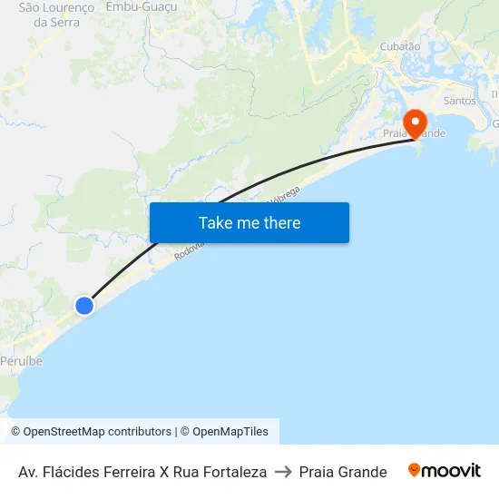 Av. Flácides Ferreira X Rua Fortaleza to Praia Grande map