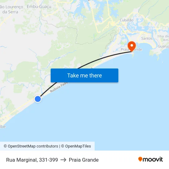 Rua Marginal, 331-399 to Praia Grande map