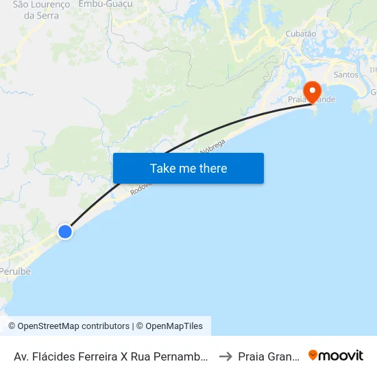 Av. Flácides Ferreira X Rua Pernambuco to Praia Grande map