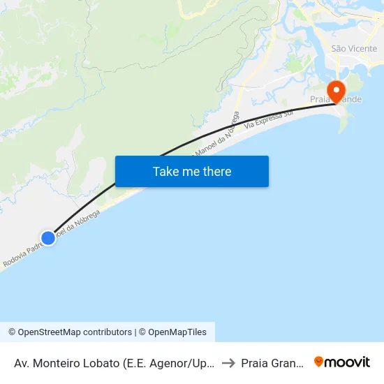 Av. Monteiro Lobato (E.E. Agenor/Upa) to Praia Grande map