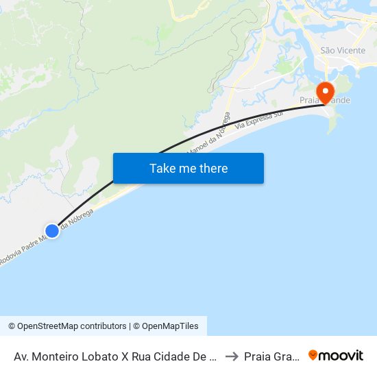 Av. Monteiro Lobato X Rua Cidade De Osasco to Praia Grande map