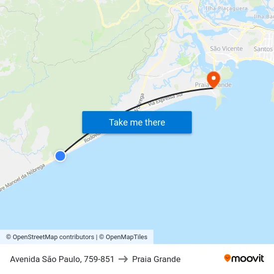 Avenida São Paulo, 759-851 to Praia Grande map