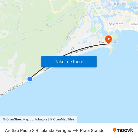 Av. São Paulo X R. Iolanda Ferrigno to Praia Grande map