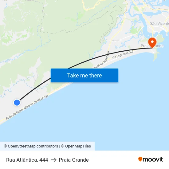 Rua Atlântica, 444 to Praia Grande map