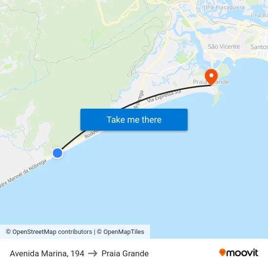 Avenida Marina, 194 to Praia Grande map