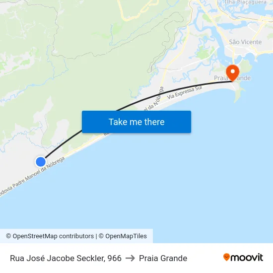 Rua José Jacobe Seckler, 966 to Praia Grande map