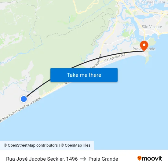 Rua José Jacobe Seckler, 1496 to Praia Grande map