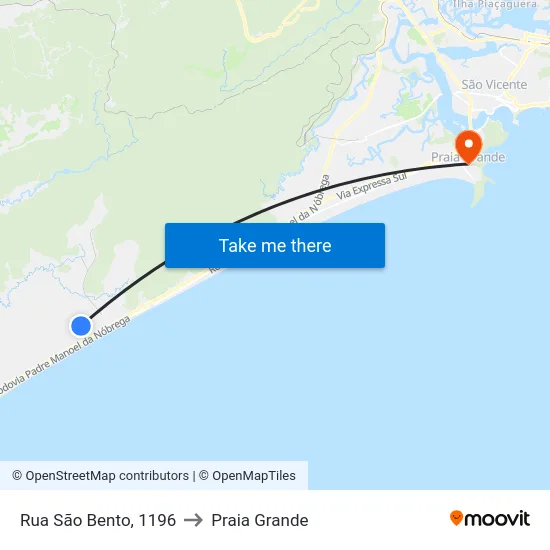 Rua São Bento, 1196 to Praia Grande map