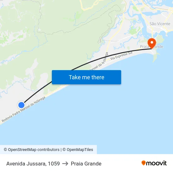 Avenida Jussara, 1059 to Praia Grande map