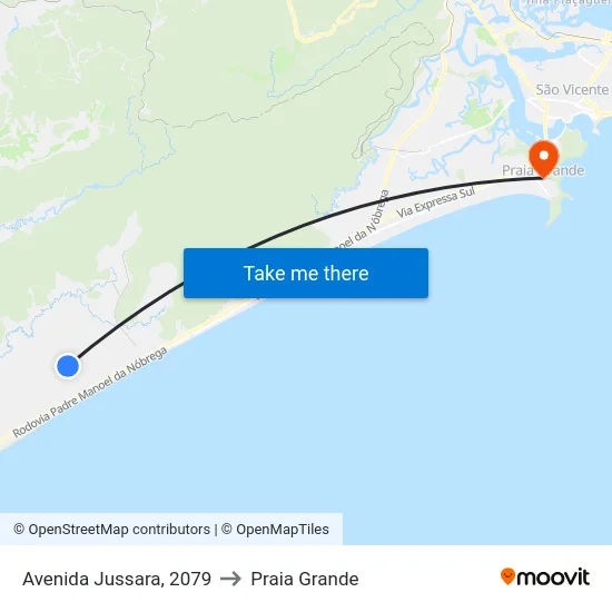 Avenida Jussara, 2079 to Praia Grande map