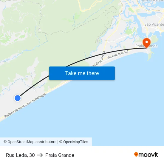 Rua Leda, 30 to Praia Grande map