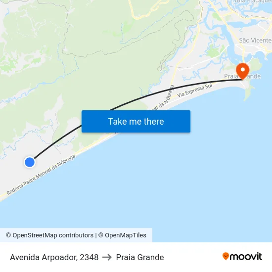 Avenida Arpoador, 2348 to Praia Grande map