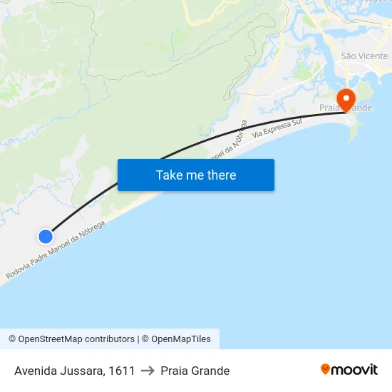 Avenida Jussara, 1611 to Praia Grande map