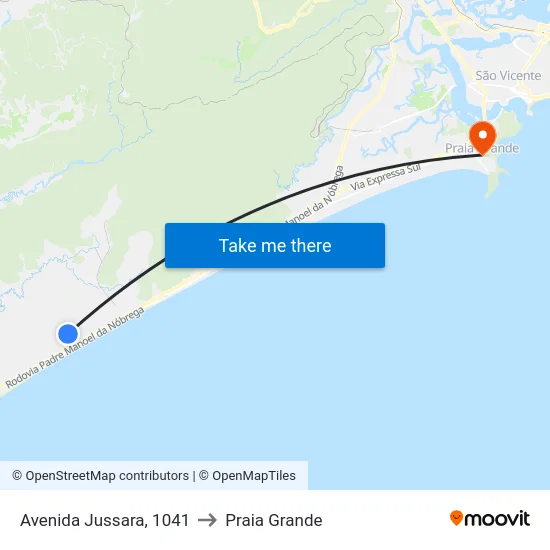 Avenida Jussara, 1041 to Praia Grande map