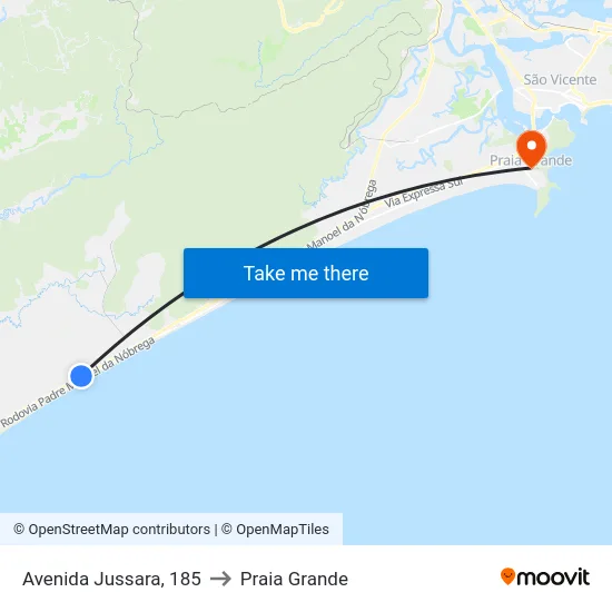Avenida Jussara, 185 to Praia Grande map