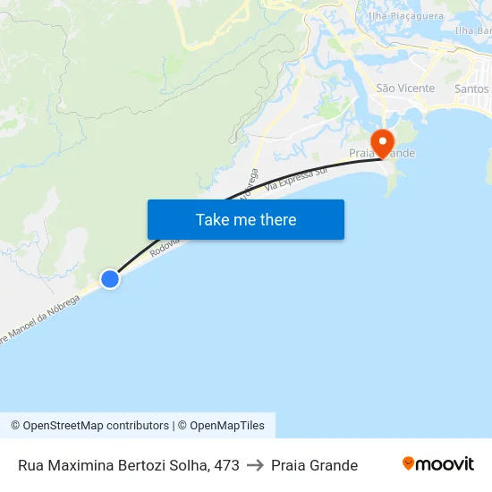 Rua Maximina Bertozi Solha, 473 to Praia Grande map