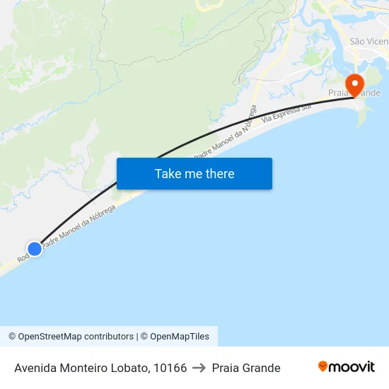 Avenida Monteiro Lobato, 10166 to Praia Grande map