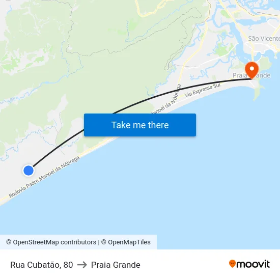 Rua Cubatão, 80 to Praia Grande map