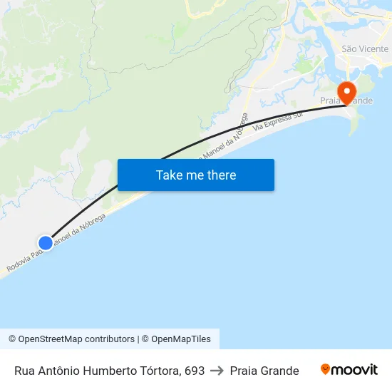 Rua Antônio Humberto Tórtora, 693 to Praia Grande map