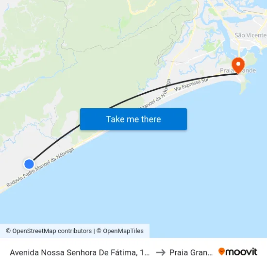 Avenida Nossa Senhora De Fátima, 1484 to Praia Grande map