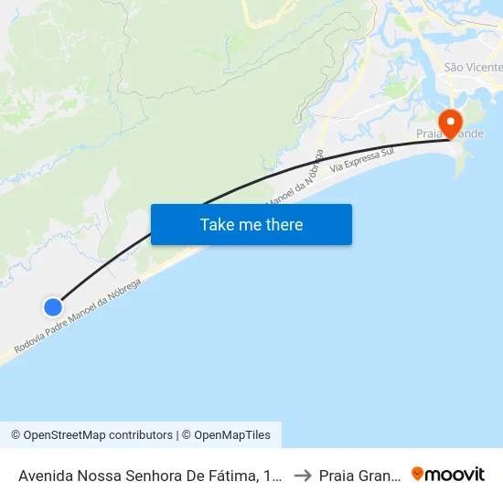 Avenida Nossa Senhora De Fátima, 1808 to Praia Grande map