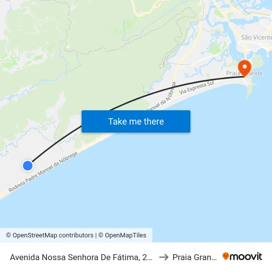 Avenida Nossa Senhora De Fátima, 2123 to Praia Grande map