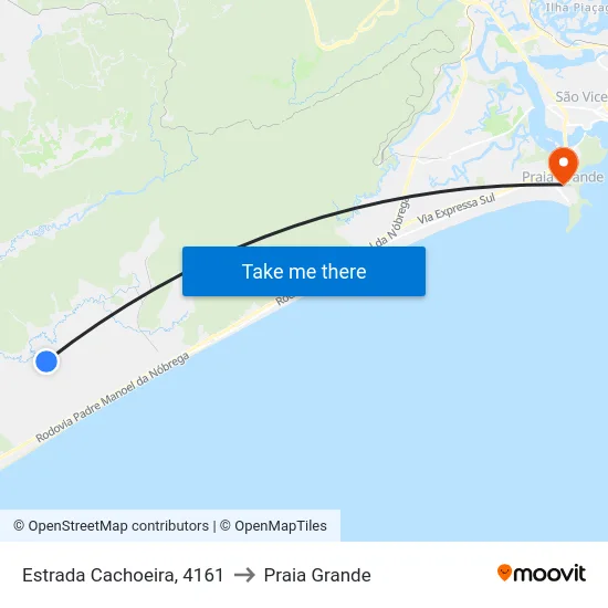 Estrada Cachoeira, 4161 to Praia Grande map
