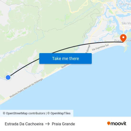 Estrada Da Cachoeira to Praia Grande map