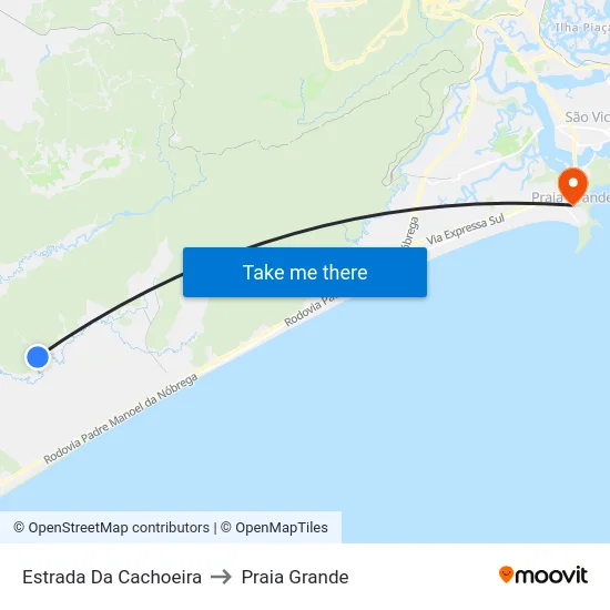 Estrada Da Cachoeira to Praia Grande map