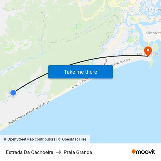 Estrada Da Cachoeira to Praia Grande map