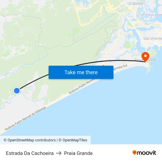 Estrada Da Cachoeira to Praia Grande map