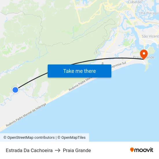 Estrada Da Cachoeira to Praia Grande map