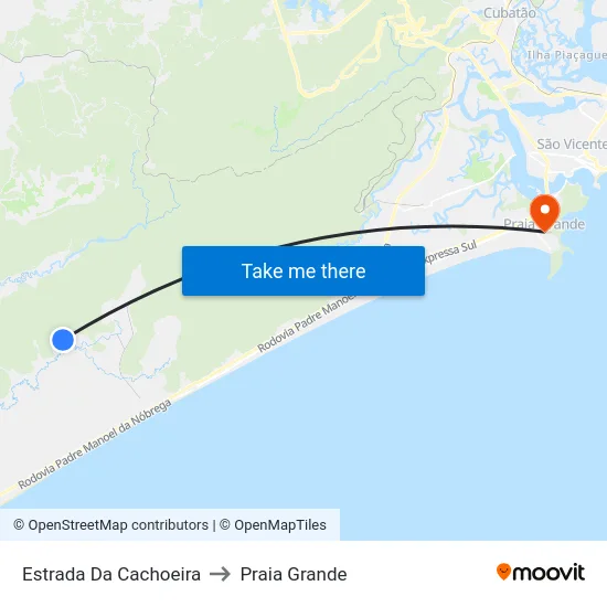 Estrada Da Cachoeira to Praia Grande map