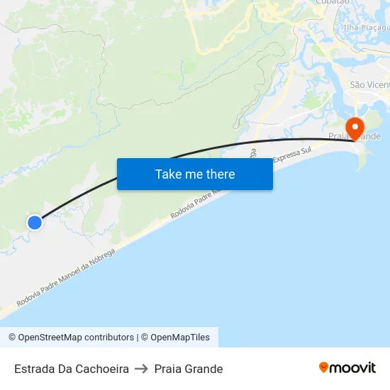 Estrada Da Cachoeira to Praia Grande map
