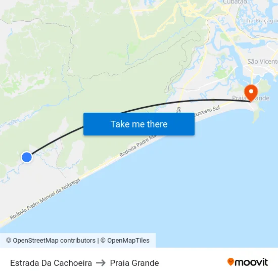 Estrada Da Cachoeira to Praia Grande map