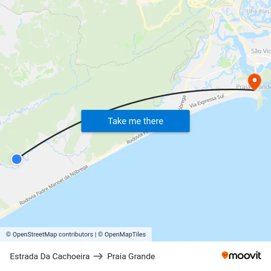 Estrada Da Cachoeira to Praia Grande map