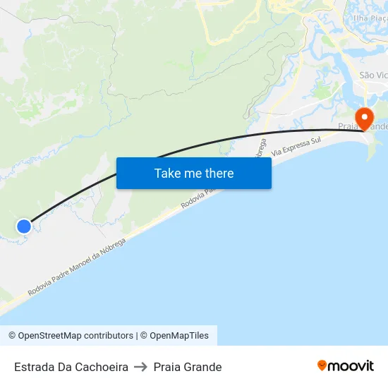 Estrada Da Cachoeira to Praia Grande map