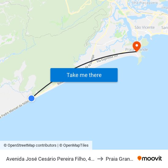 Avenida José Cesário Pereira Filho, 470 to Praia Grande map