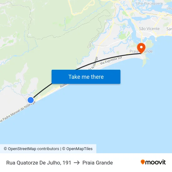 Rua Quatorze De Julho, 191 to Praia Grande map