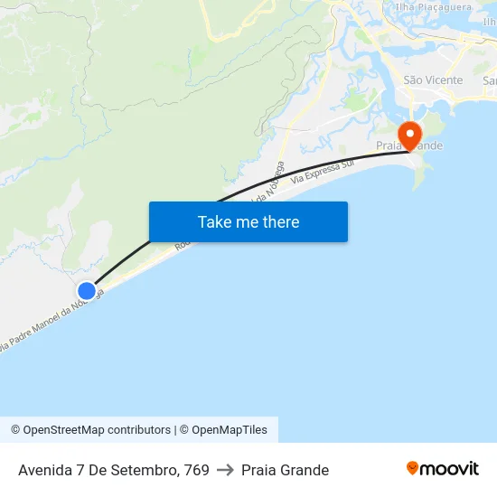 Avenida 7 De Setembro, 769 to Praia Grande map